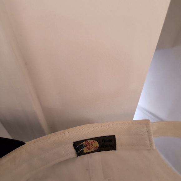 BPS Bass Pro Shops White, Blue and Red highlights and stitched adjustable Hat - Picture 5 of 5